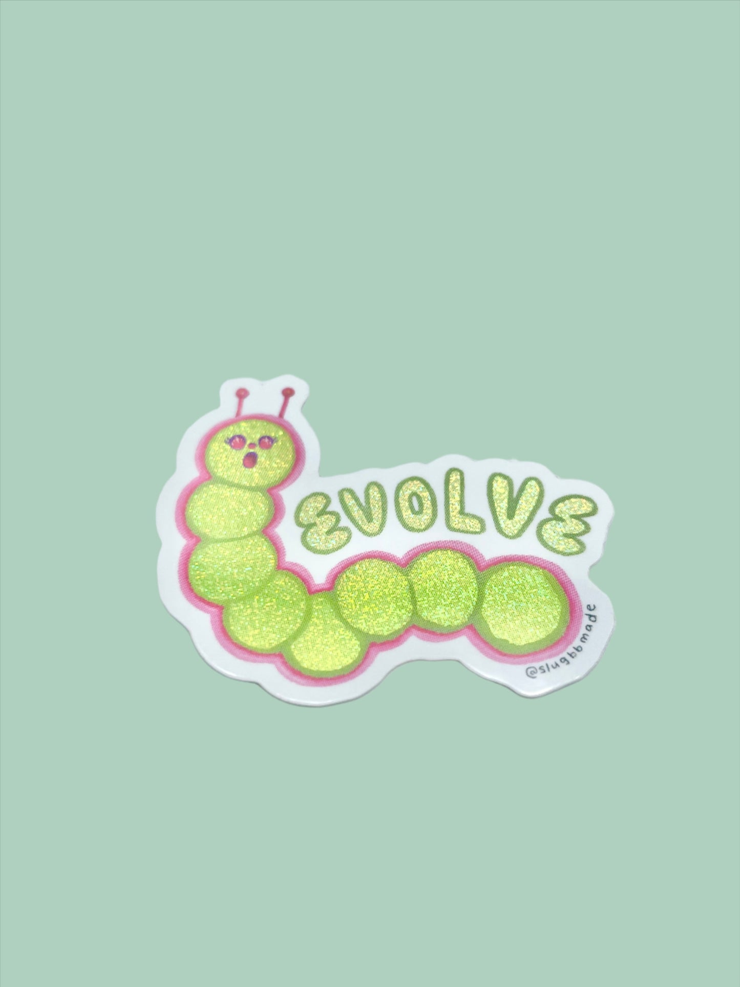 "Evolve" Caterpillar Die-Cut Sticker